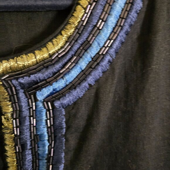 Calypso St. Barth Linen Embroidered V Neck Navy  Tunic Top Size S - Picture 5 of 9